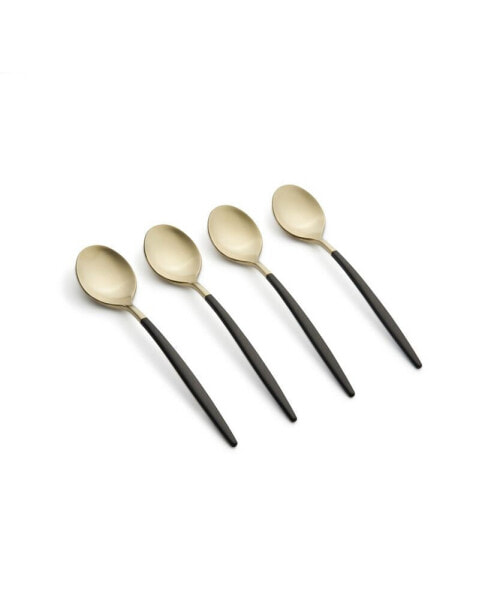 Gaze Two Tone Black-Gold Satin Demi Spoon Set, 4 Piece