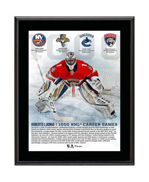Roberto Luongo Florida Panthers 10.5" x 13" 1000 Games Sublimated Plaque
