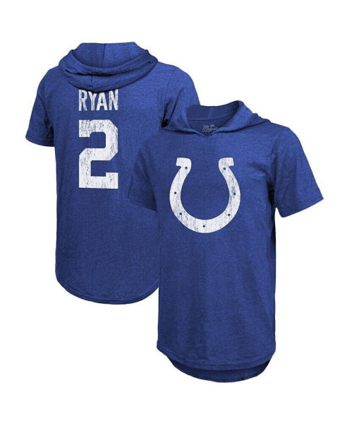 Men's Threads Matt Ryan Royal Indianapolis Colts Player Name & Number Short Sleeve Hoodie T-shirt