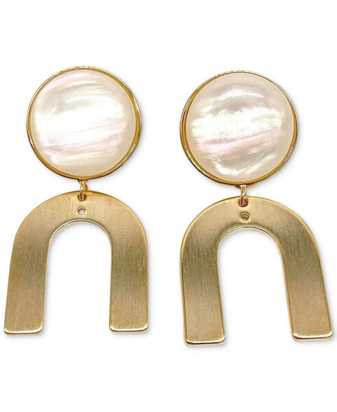 14k Gold-Plated Imitation Mother of Pearl Drop Earrings