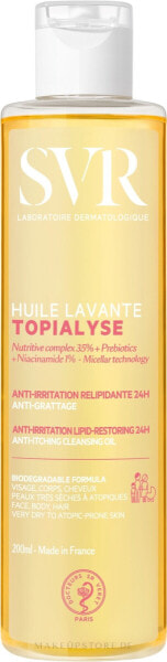 Mizellen-Gesichts- und Körperreinigungsöl für trockene und atopische Haut - SVR Topialyse Lipid-Restoring Cleansing Oil 200 ml