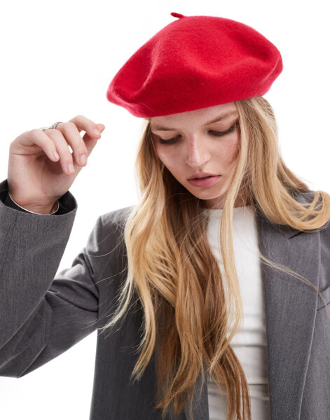 My Accessories wool beret in red