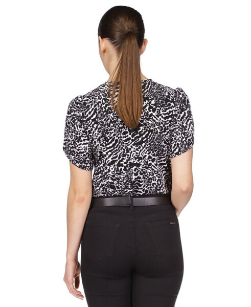 Блузка с принтом животного Michael Kors Petal-Sleeve для женщин, Regular & Petite
