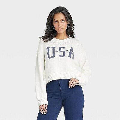 Women's Flag Graphic Sweater - Off-White L