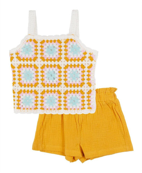 Baby Girl Patterned Crochet Short Set