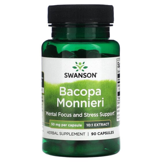 Травяные капсулы Bacopa Monnieri 250 мг, 90 штук, Swanson