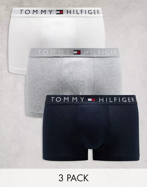 Tommy Jeans original 3 pack trunks in navy/grey/white