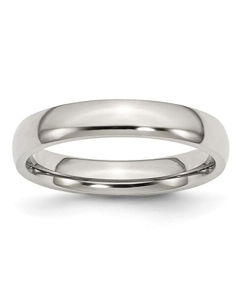 Stainless Steel Polished 4mm Half Round Band Ring