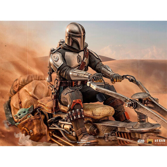 STAR WARS Star Waes The Mandalorian And Grogu On Speeder Art Scale Figure