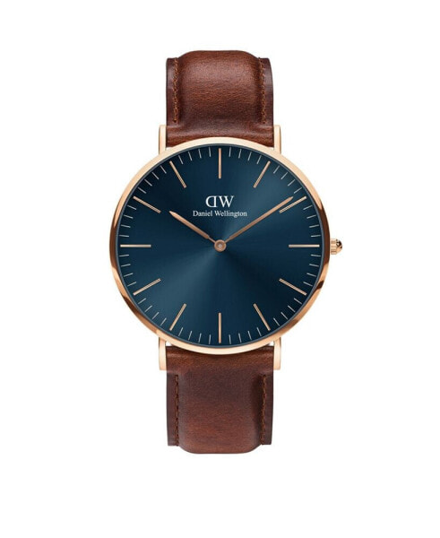 Men's Classic Saint Mawes Brown Leather Watch 40mm