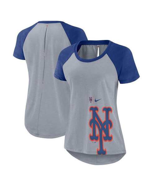 Women's Heather Gray New York Mets Summer Breeze Raglan Fashion T-shirt