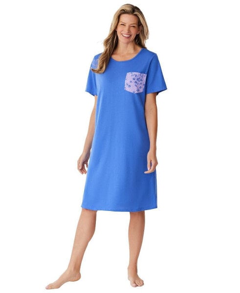 Plus Size Only Necessities Printed Sleepshirt With Pocket