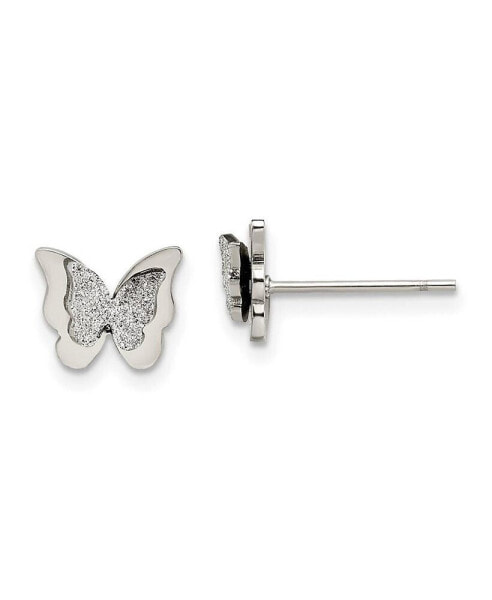 Stainless Steel Polished Glitter Butterfly Earrings
