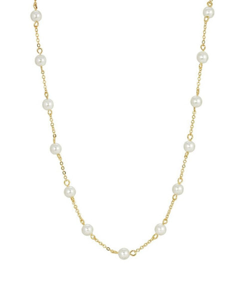 Women's Gold Tone Imitation Pearl Chain Necklace