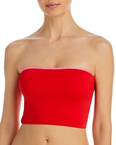 Aqua Swim Lace Up Cropped Tankini Top Swimwear Red Size Large
