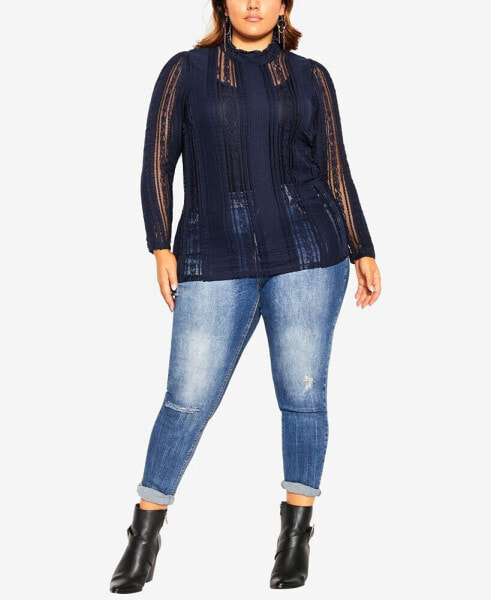 Plus Size Panelled Lace Top