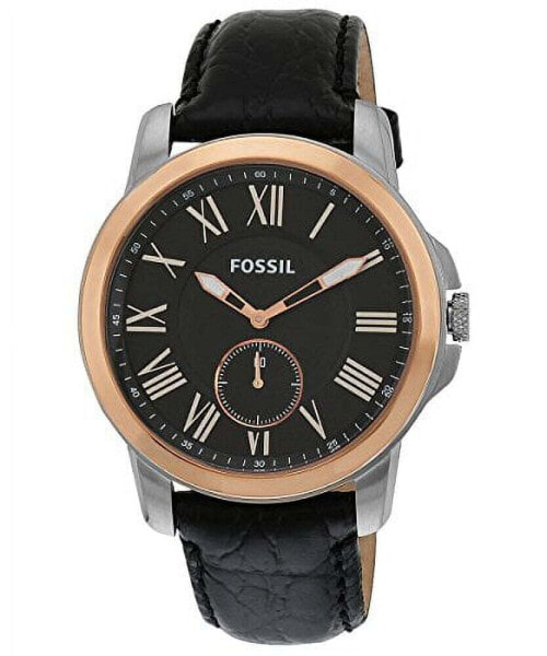 Fossil Men's FS4943 'Grant' Black Leather Watch