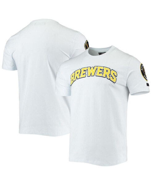 Men's White Milwaukee Brewers Team Logo T-shirt