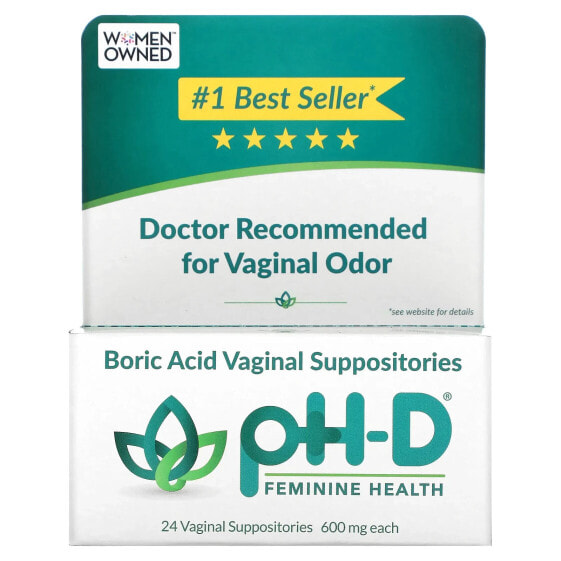 Boric Acid Vaginal Suppositories, 600 mg, 24 Vaginal Suppositories