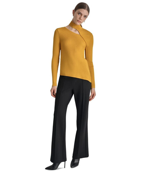 Women's Ribbed Cutout Mock Neck Sweater