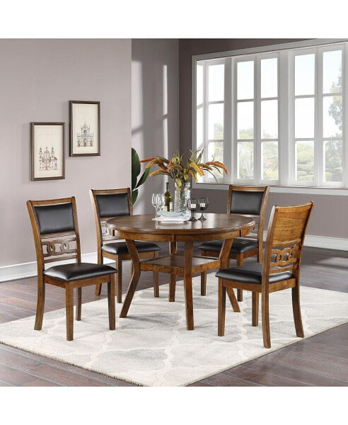 Dining Room Furniture Walnut Rubberwood MDF Round Table 1 Piece Table W Shelf