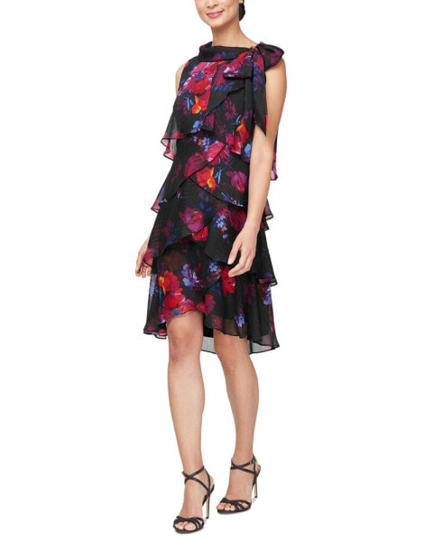 Women's Sleeveless Ruffled-Chiffon A-Line Dress