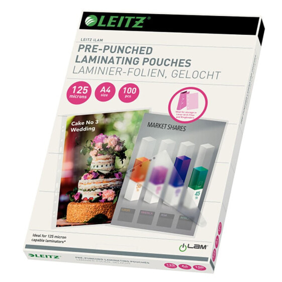 LEITZ A4 Multiperfored 125 Microns Laminating Pouches 100 Units