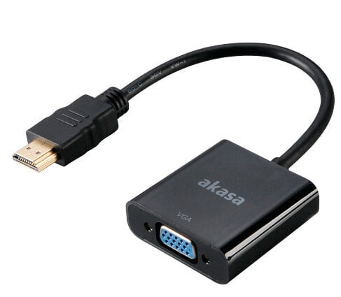 Akasa AK-CBHD15-20BK - 0.2 m - VGA (D-Sub) - HDMI Type A (Standard) - Male - Female - Black