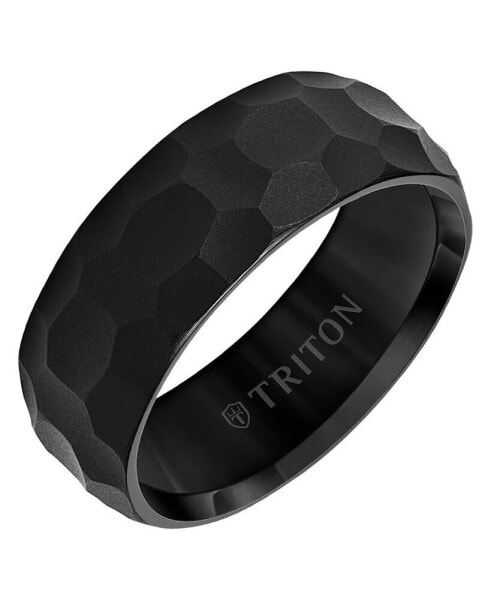 Men's Hammered Finish Wedding Band in Black Tungsten Carbide