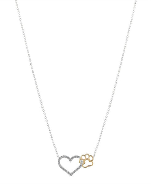 Unwritten two-Tone Crystal Heart and Paw Pendant Necklace