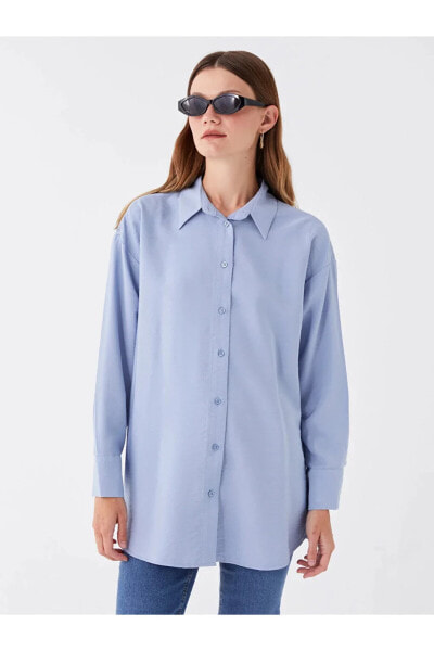 LCW Modest Düz Uzun Kollu Oversize Kadın Gömlek Tunik