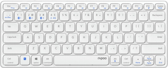 Rapoo E9600M - Mini - RF Wireless + Bluetooth - Scissor key switch - QWERTY - White