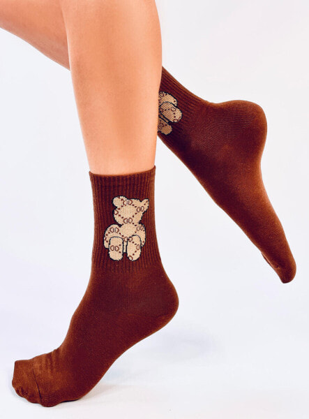 Женские носки с плюшевым мишкой SALIS светло-коричневые