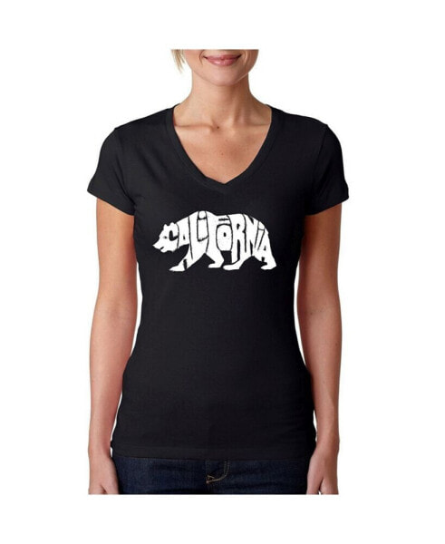Women's Word Art V-Neck T-Shirt - California Bear
