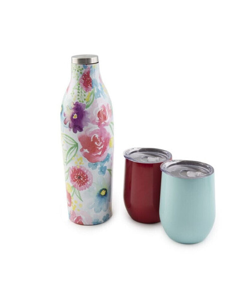 Insulated 25 Oz Wine Growler and 12 Oz Wine Tumbler Set, 3 Pieces
