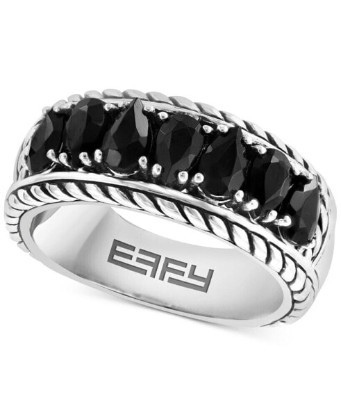 EFFY® Black Spinel Rope-Framed Ring (2 ct. t.w.) in Sterling Silver