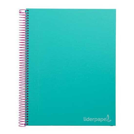 LIDERPAPEL A4 micro jolly spiral notebook lined cover 140h 75gr square 5 mm 5 bands 4 holes