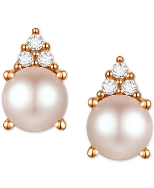 Серьги Macy's Freshwater Pearl & Diamond Studs