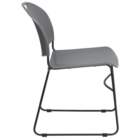Hercules Series 880 Lb. Capacity Gray Ultra-Compact Stack Chair With Black Frame