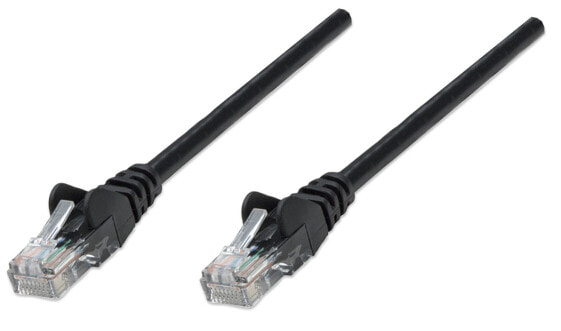 Intellinet Network Patch Cable - Cat5e - 15m - Black - CCA - U/UTP - PVC - RJ45 - Gold Plated Contacts - Snagless - Booted - Lifetime Warranty - Polybag - 15 m - Cat5e - U/UTP (UTP) - RJ-45 - RJ-45