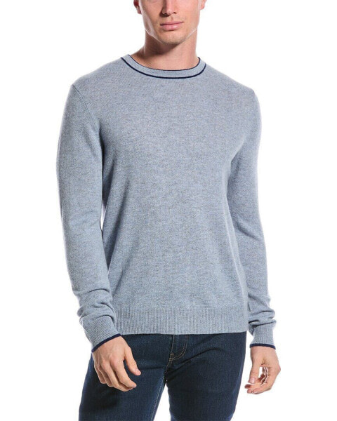 Qi Cashmere Contrast Trim Cashmere Sweater Men's Blue L