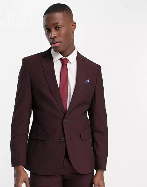 Ben Sherman wedding suit jacket in burgundy