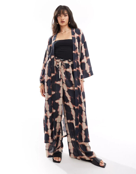 Iisla & Bird tie dye maxi beach kimono co-ord in multi