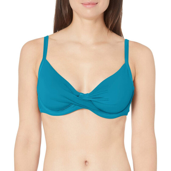Catalina 293487 Womens Twist Front Underwire Bikini Top, Blue, X-Small US