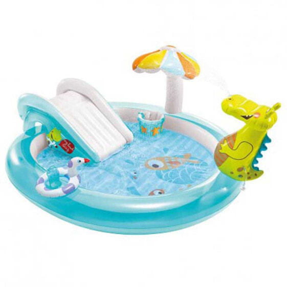 Детский надувной бассейн с горкой и игровым центром INTEX Crocodile Play Centre With Slide Pool.