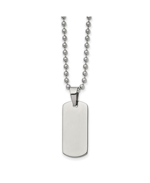 Brushed Reversible Dog Tag Ball Chain Necklace