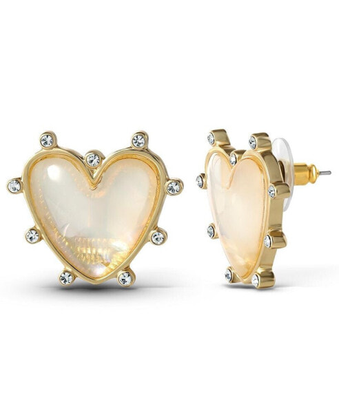 Womens Heart Stud Earrings - Gold-Tone Heart Earrings Studs