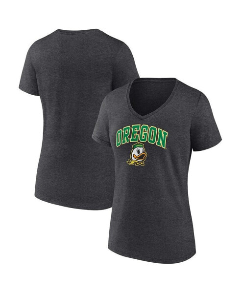 Футболка блузка Fanatics женская Heather Charcoal Oregon Ducks Evergreen Campus V-Neck