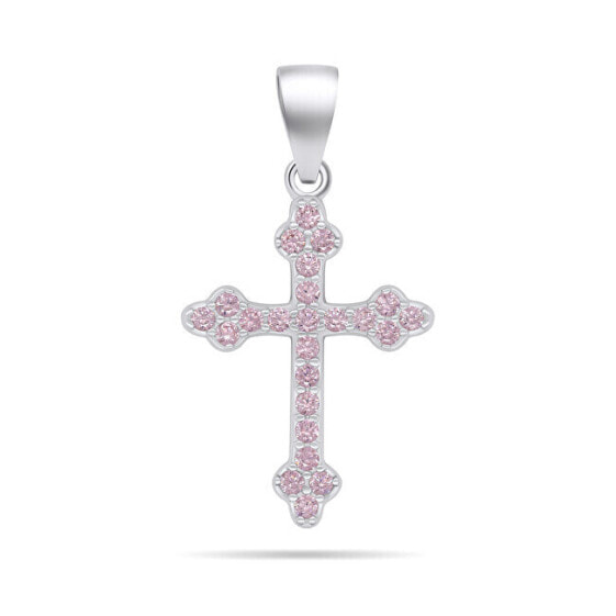 Silver pendant with pink zircons Cross PT84WP