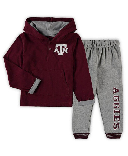 Toddler Boys Maroon, Heathered Gray Texas A&M Aggies Poppies Hoodie and Sweatpants Set